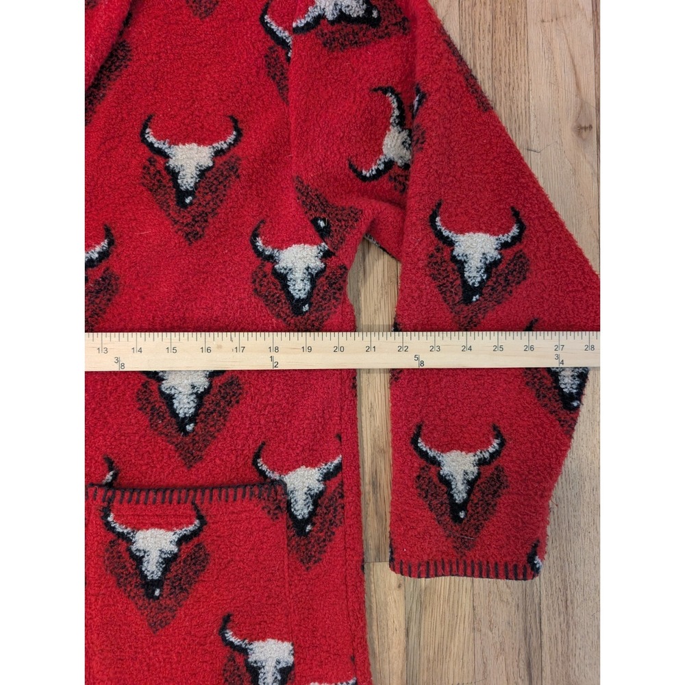 Vintage Barn Fly Bronco Bull Fleece Cardigan Jacket Small Ranch Western Red S - Picture 6 of 16